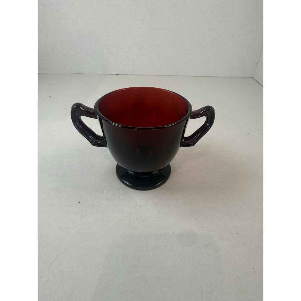 Anchor Hocking Royal Ruby Red Footed Sugar Bowl Mid Century Depression Glass